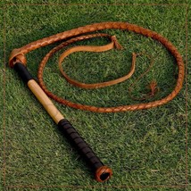 Leather Stock Whip, 6ft Australian Bullwhip with 18inches long fine Wood... - £146.54 GBP