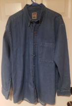 Dickies Mens Blue Denim Long Sleeve Button Down Shirt Size Large EUC - $16.49