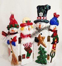 Snowman Family Four Panel Folding Screen Style Figurine Resin 12 1/2&quot; Table Top - £17.29 GBP