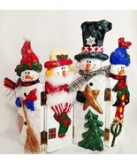 Snowman Family Four Panel Folding Screen Style Figurine Resin 12 1/2&quot; Ta... - £17.23 GBP