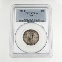 1917-D 25C Type 2 Standing Liberty Quarter Graded by PCGS as VF20 - £136.68 GBP