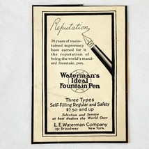 1923 Waterman Ideal Fountain Pen Print Ad 4 1/4&quot; x 3&quot; L.E. Waterman Company - $6.62