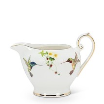 Hummingbird Cream and Sugar with Lid Bone China 10K Gold Accents White Beauty image 2
