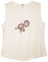Escada White Embellished Cotton Elastane Sleeveless Knit Top Sz XL Tank ... - $29.99
