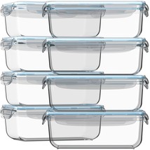Glass Food Storage Containers With Lids 30 Oz 16 Pc (Set Of 8) Airtight ... - £64.73 GBP