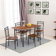 Yoyomax Space Saving Table Set For 4, Wooden Top Metal Legs, For, Retro ... - $199.99