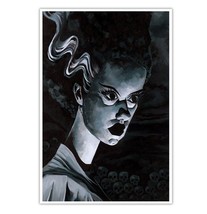 The Bride of Bob Lizarraga Lowbrow Art Print Framed or Unframed Frankenstein B/W - $20.00+