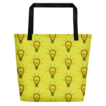 Creative Idea Concept Design Yellow Bulb Lime Green Beach Bag - £25.56 GBP