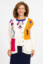 1992 VTG Marie Diamond Sweater Suit Colorblock Appliqué Cardigan Blouse ... - $148.45