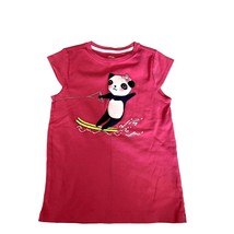 Gymboree Girls Size 8 Pink Short Sleeve Cap Tshirt Tee Panda Skiing Surfing - $5.84