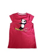 Gymboree Girls Size 8 Pink Short Sleeve Cap Tshirt Tee Panda Skiing Surfing - £4.65 GBP