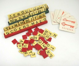 Vintage Keyword Crossword Game 1953 Replacement Letters 4 Wooden Trays Cards - £7.95 GBP