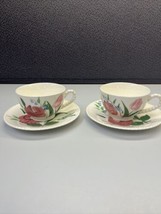 Blue Ridge Southern Potteries Bluebell Bouquet Teacups &amp; Saucers Sets of 2 - $9.59