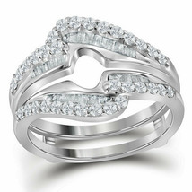 14kt White Gold Womens Round Diamond Wedding Wrap Ring Guard Enhancer 3/4 Cttw - £853.52 GBP