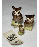 Vintage Owl Owls Bone China Plastic Miniature Putz Village Scene Figures... - $10.89