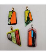4 Fused Glass Pendants Signed Js - €85,87 EUR
