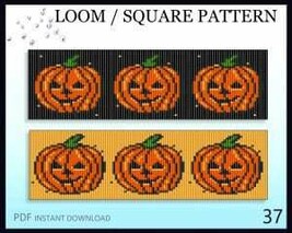 Pumpkin Ornament Delica Bead Loom Bracelet Pattern No37 - Cuff Frienship... - $3.00