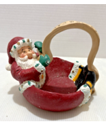 Vintage St Nicholas Square Christmas Basket Santa Naughty &amp; Nice Handle ... - $110.27 MXN