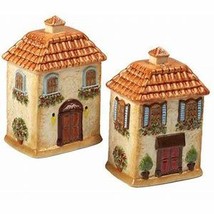 Piazzette Square 23685 Italian Villa Ceramic 3D Salt &amp; Pepper Set Julie ... - $22.77