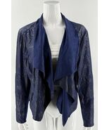 Bagatelle Womens Open Draped Front Jacket Sz XL Blue Metallic Sheen Snak... - $637.51 MXN