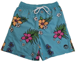 Neff Mens Swim Trunks Blue Hawaiian Flower Swimwear Board Shorts Size Medium - £9.56 GBP