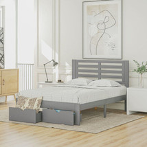 Full Size Platform Bed with Drawers, Gray - £212.10 GBP