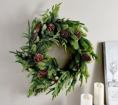24&quot;  Real Feel Pine, Spruce, and Juniper Wreath by Valerie in - £155.44 GBP