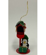 Enesco Penguin Mailing a Present Christmas Tree Ornament 1986 - $29.69