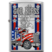 Zippo Lighter - God Bless American Trucker High Polish Chrome - 854743 - $26.96