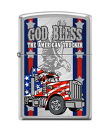 Zippo Lighter - God Bless American Trucker High Polish Chrome - 854743 - £21.55 GBP