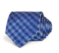allbrand365 designer Textured Gingham Silk Classic Tie,Navy,One Size - £46.12 GBP
