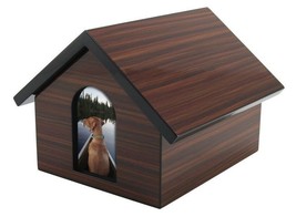 Small 90 Cubic Inch Brown Fiberboard Pet House Funeral Cremation Urn for Ashes - £159.43 GBP