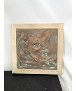vintage handcrafted artist tile saint thomas framed 1996 Copper Female P... - $31.79