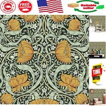 Waterproof William Morris Wallpaper - Vintage Green/Yellow Floral 17.7in... - $55.73 CAD
