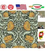 Waterproof William Morris Wallpaper - Vintage Green/Yellow Floral 17.7in... - $55.73 CAD
