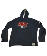 Y2K Nike Sweatshirt Men XXL Navy w/Orange Satin Spellout Hoodie Sweater ... - $3,144.65 MXN