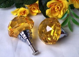 Amber Solid Crystal Drawer / Door Pull - £32.20 GBP