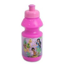 NEW OFFICIAL Disney Fairies 7&quot; Pink Squeeze Water Bottle Tinkerbell Silvermist - £4.41 GBP