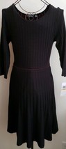 Nina Leonard ~ Women&#39;s Size Small ~ Black &amp; Wine ~ Long Sleeve ~ Rayon Dress - £29.89 GBP