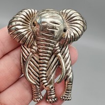 VINTAGE Brooch Pin Elephant With Tusks  Silvertone Large Statement  - £17.03 GBP