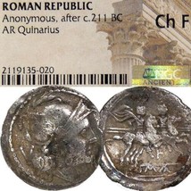 ROMA/Dioscuri on Horseback. Scarce Quinarius Roman Republic Coin NGC Cho... - $189.05