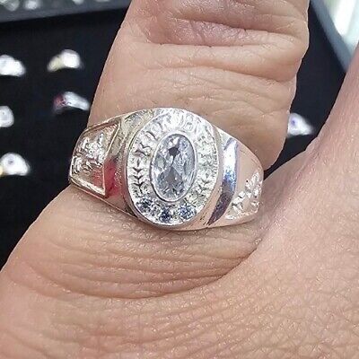 Silver White Gem Kinder Graduation Ring Cz Size 5 Anillo Graduacion Primaria Item image 5