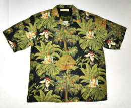 Tommy Bahama Hawaiian Party Drink Palm Toucan Print Aloha Shirt 100% Silk Mens L - £37.27 GBP