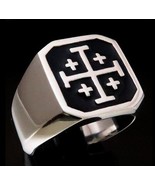 Jerusalem Cross Sterling silver Crusader ring Knights Templar Christian ... - $135.00