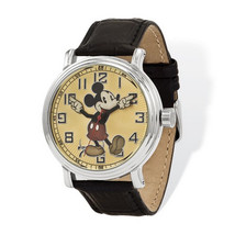 Disney Adult Size Black Lthr with Moving Arms Mickey Mouse Watch - $55.00