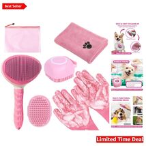 Ultimate Pink Pet Grooming Set: Soft Brush, Massage Gloves &amp; Absorbent T... - $77.17