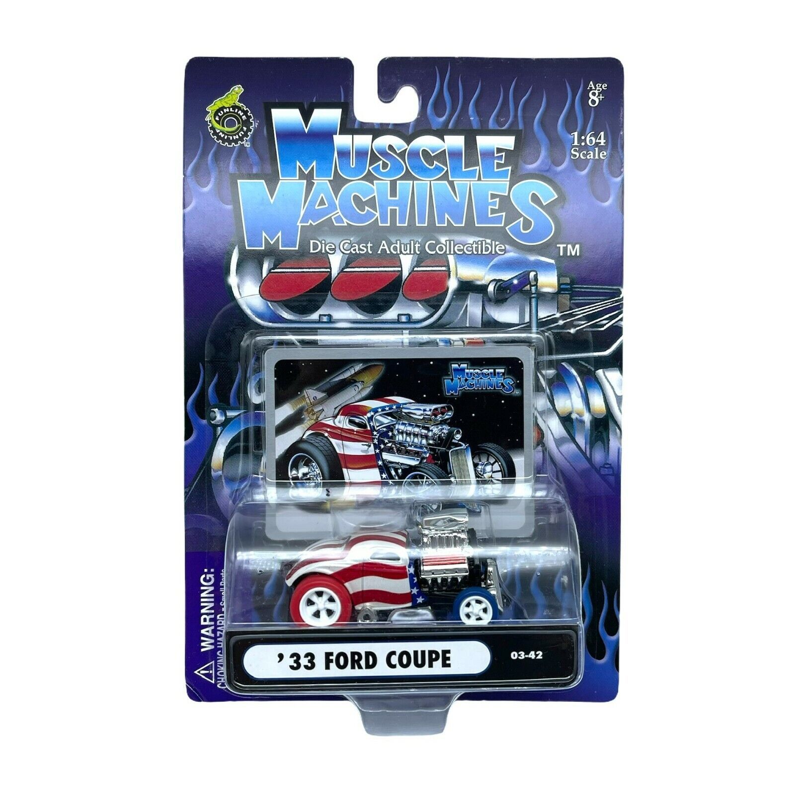 Muscle Machines 1933 '33 Ford Coupe Car Blown Street Rod Stars & Stripes 1/64 - $32.11