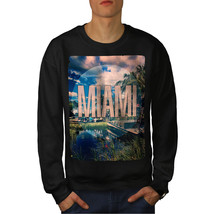 Wellcoda Miami Beach City Mens Sweatshirt, Summer Casual Pullover Jumper - £24.26 GBP+