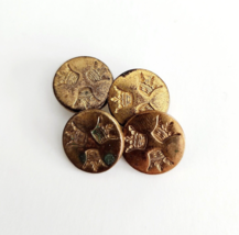 1950s-60s Vintage Sweden Flat Gold Tone Buttons 3 Crown Crest Design .5&quot; - $19.99