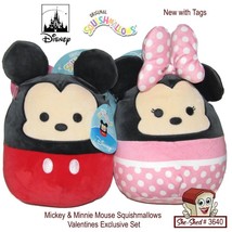 Disney Mickey &amp; Minnie Mouse Squishmallows Valentines Exclusive Set New with Tag - £31.93 GBP